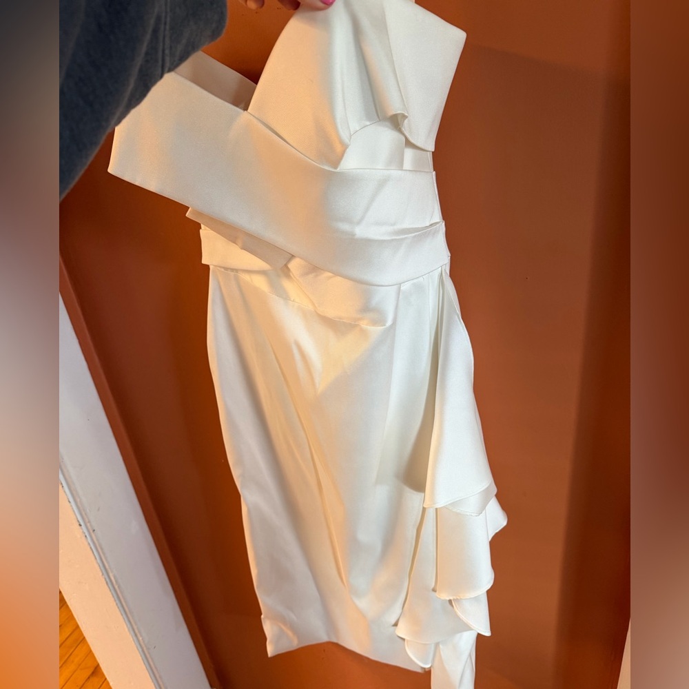 Watters Ivory Strapless Draped Cocktail Dress Bridal Occasion Dress - Picture 3 of 9